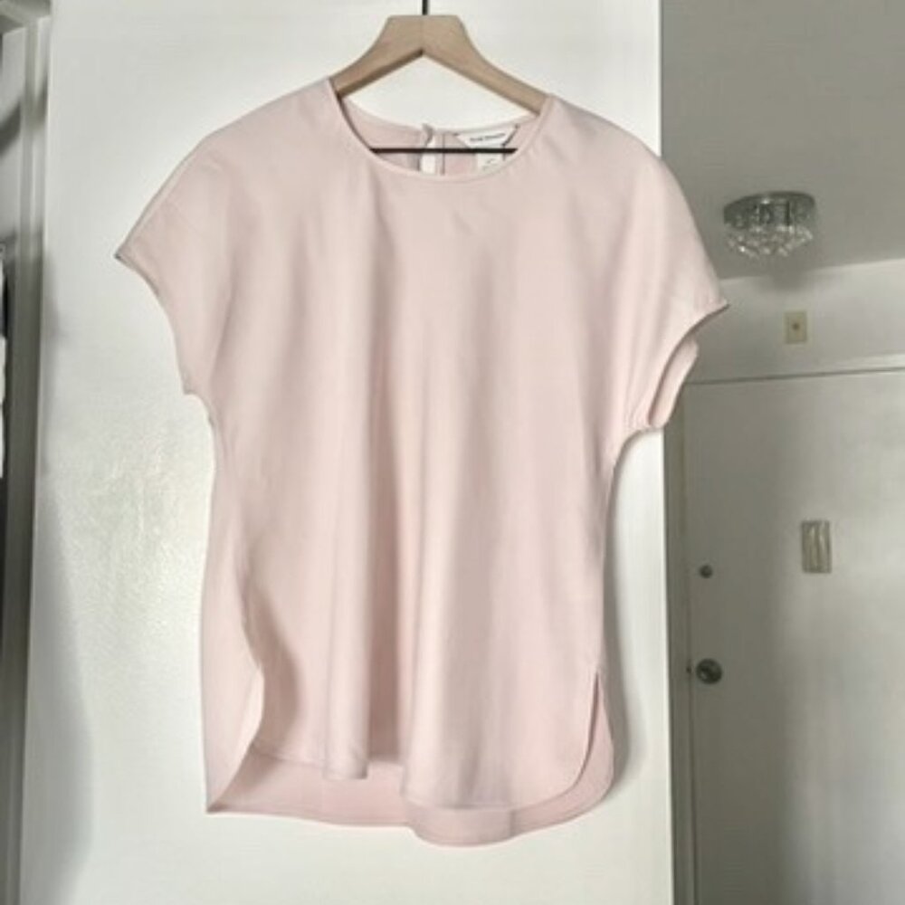 Club Monaco Satin Tee in Baby Pink L